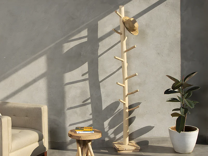 Porte-manteaux  en bois de teck - Coloris : Naturel - LIPALIA