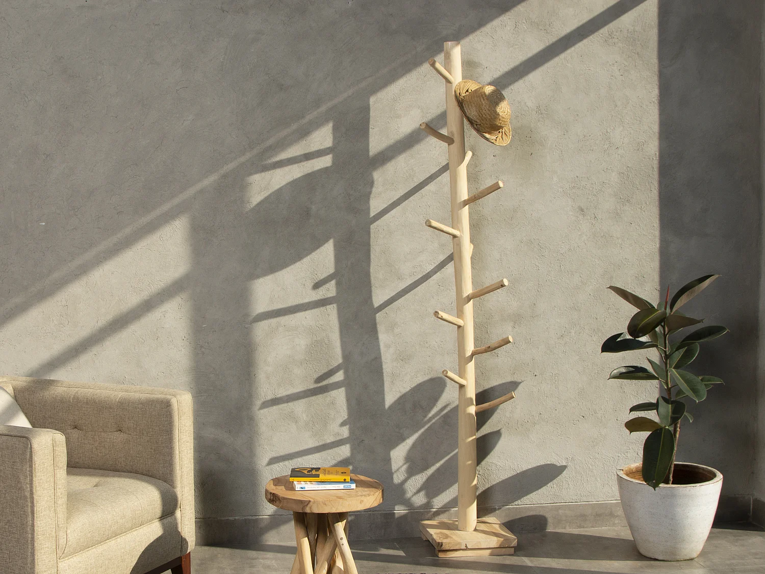 Porte-manteaux  en bois de teck - Coloris : Naturel - LIPALIA