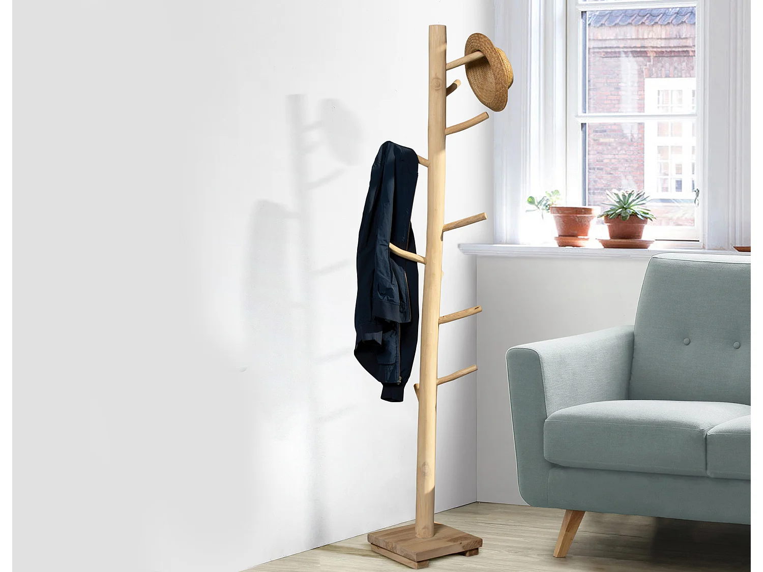 Porte-manteaux  en bois de teck - Coloris : Naturel - LIPALIA