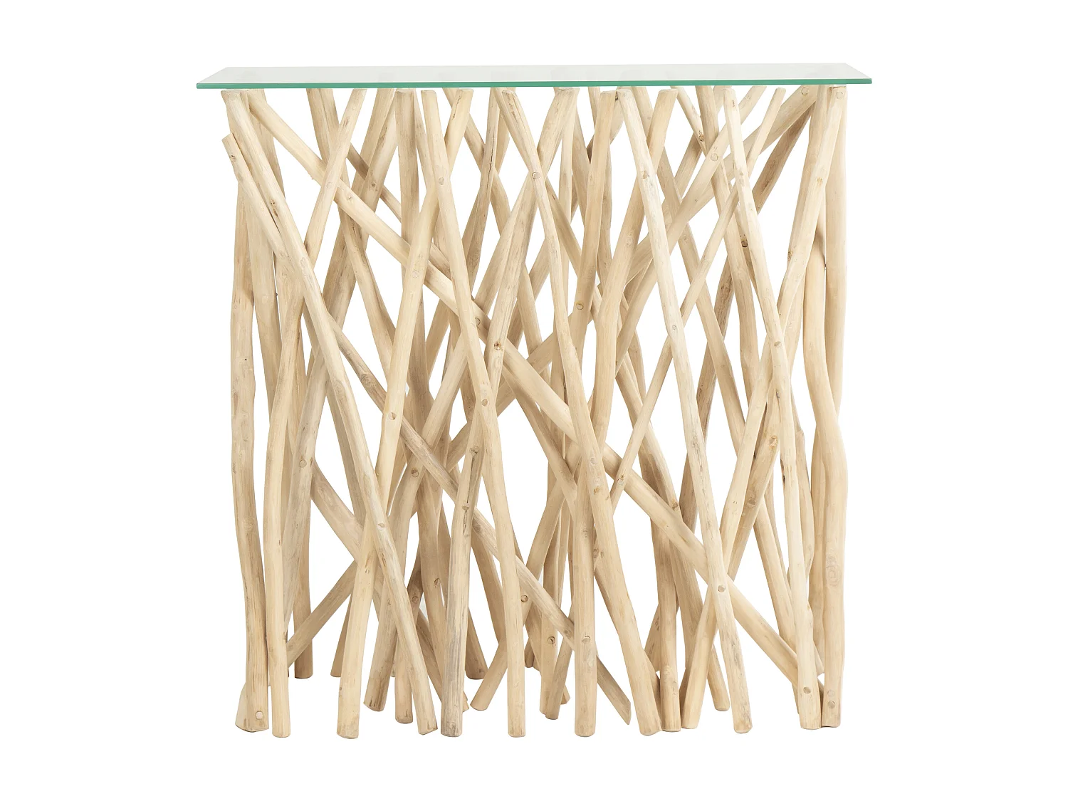 Konsolbord av härdat glas och teak - Färg: Naturlig - GAYANA