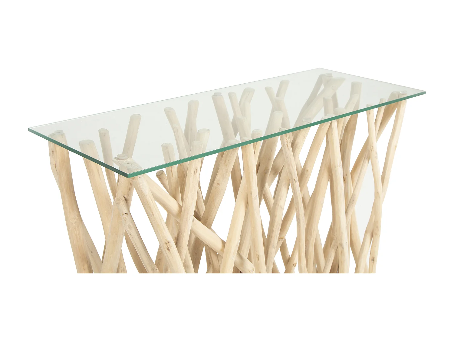 Konsolbord av härdat glas och teak - Färg: Naturlig - GAYANA