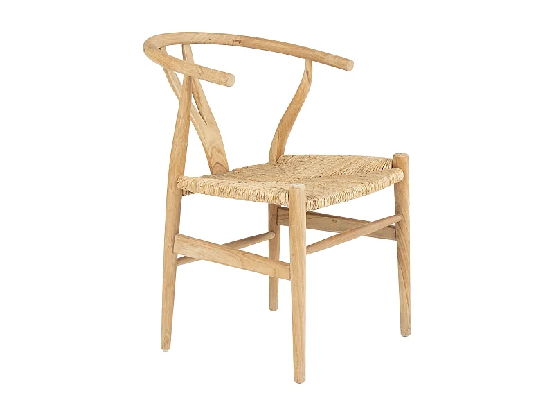 Chaise en teck et paille - Naturel - POGIANA
