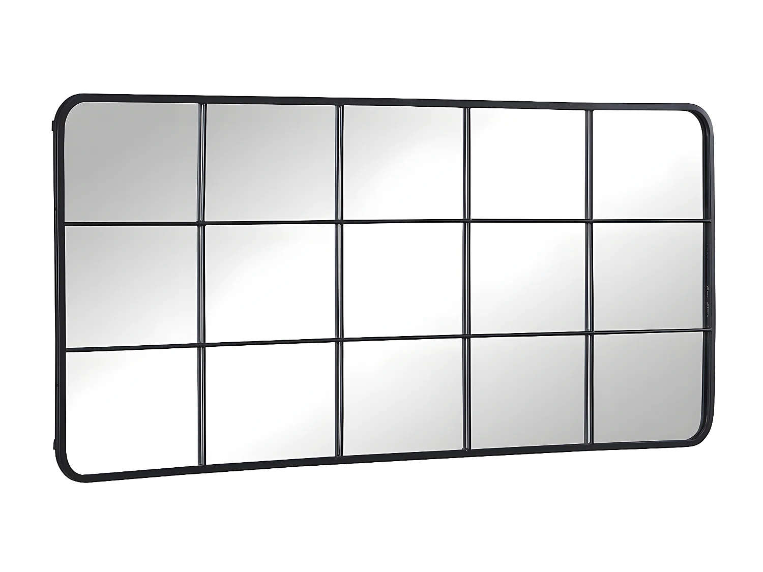 Miroir fenêtre industriel en métal - L. 60 x H. 140 cm - Noir - SCIARA