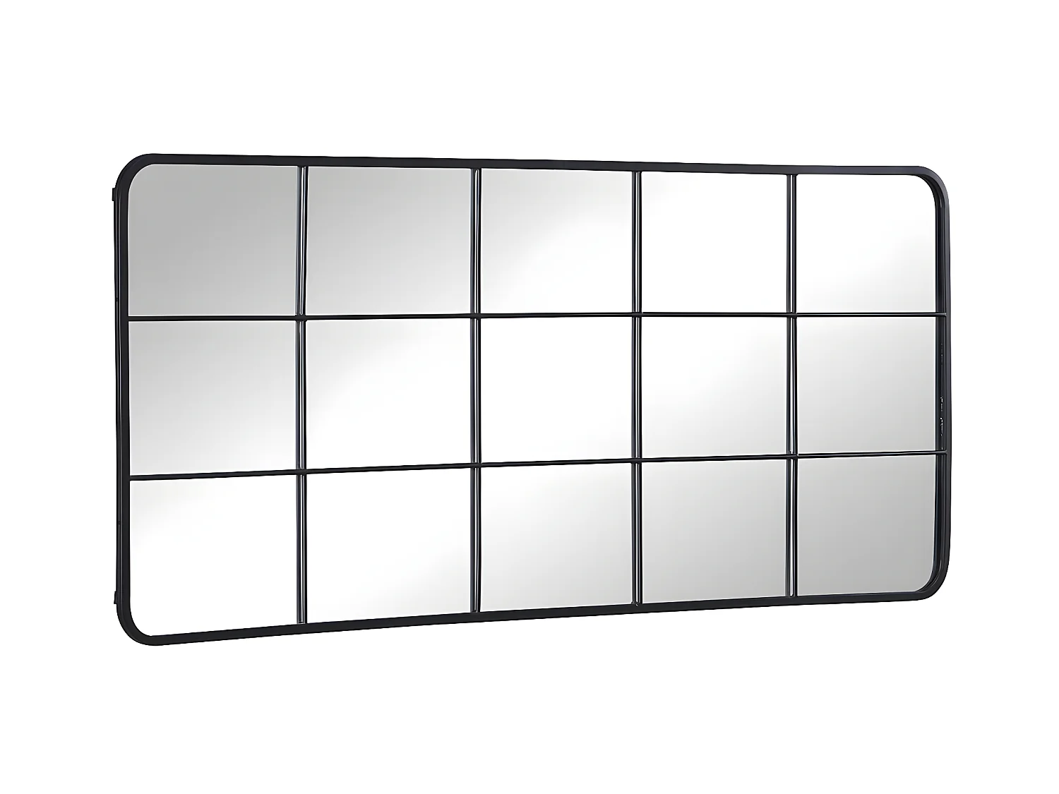 Industriële raamspiegel van metaal - B. 60 x H. 140 cm - Zwart - SCIARA