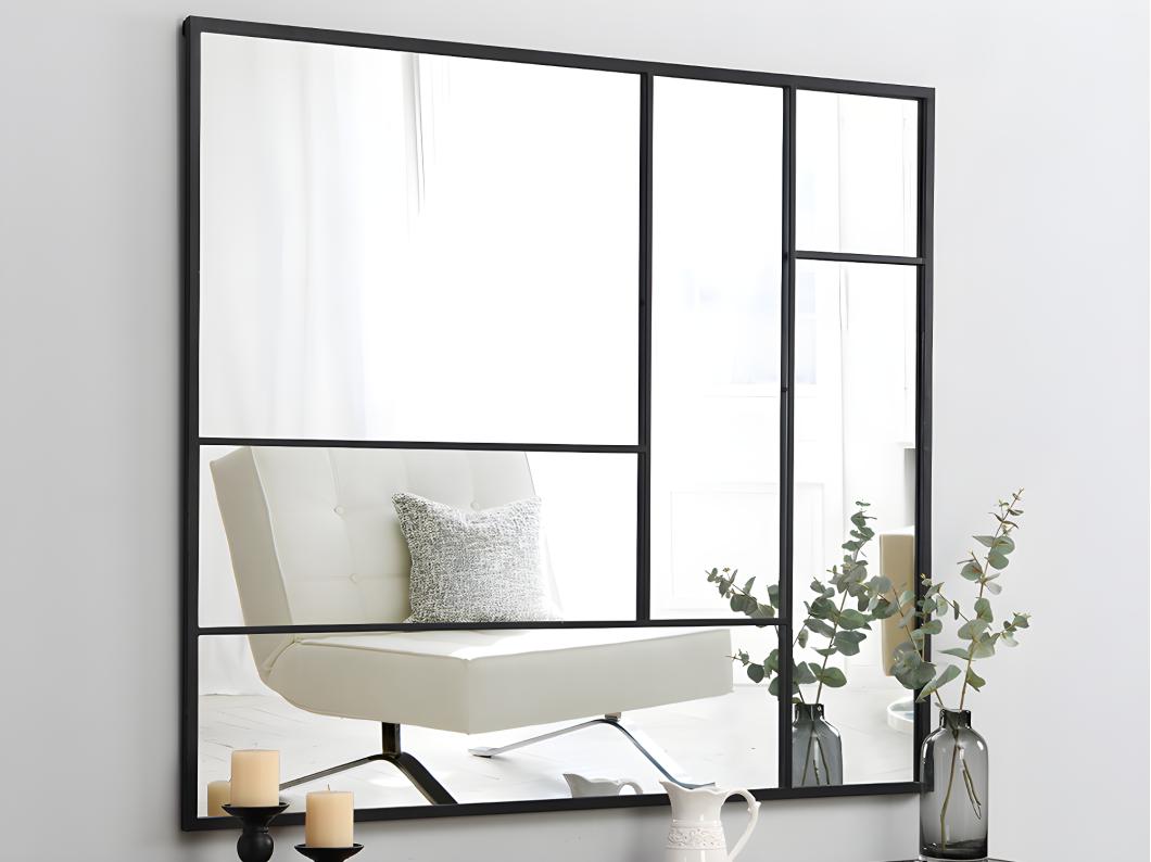 Lustro dekonstrukcyjne, z metalu – 150 × 130 cm (szer. × wys.) – kolor czarny MALDONIA