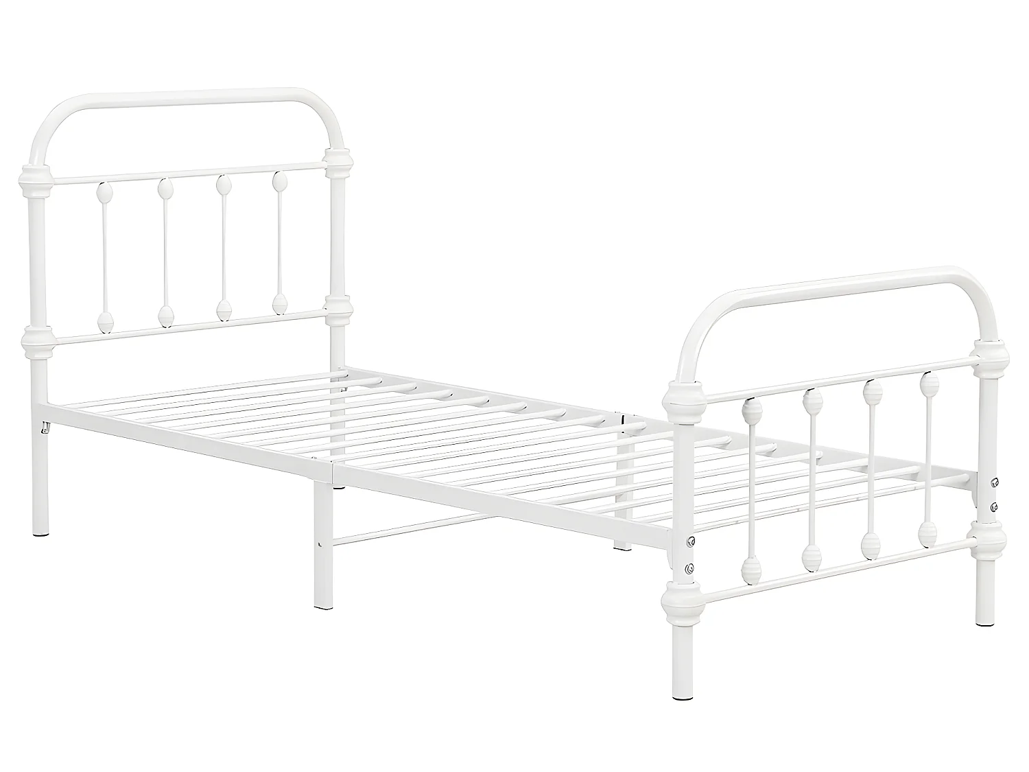 Cama de 90 x 200 cm em metal cor branco + Colchão - PADMA