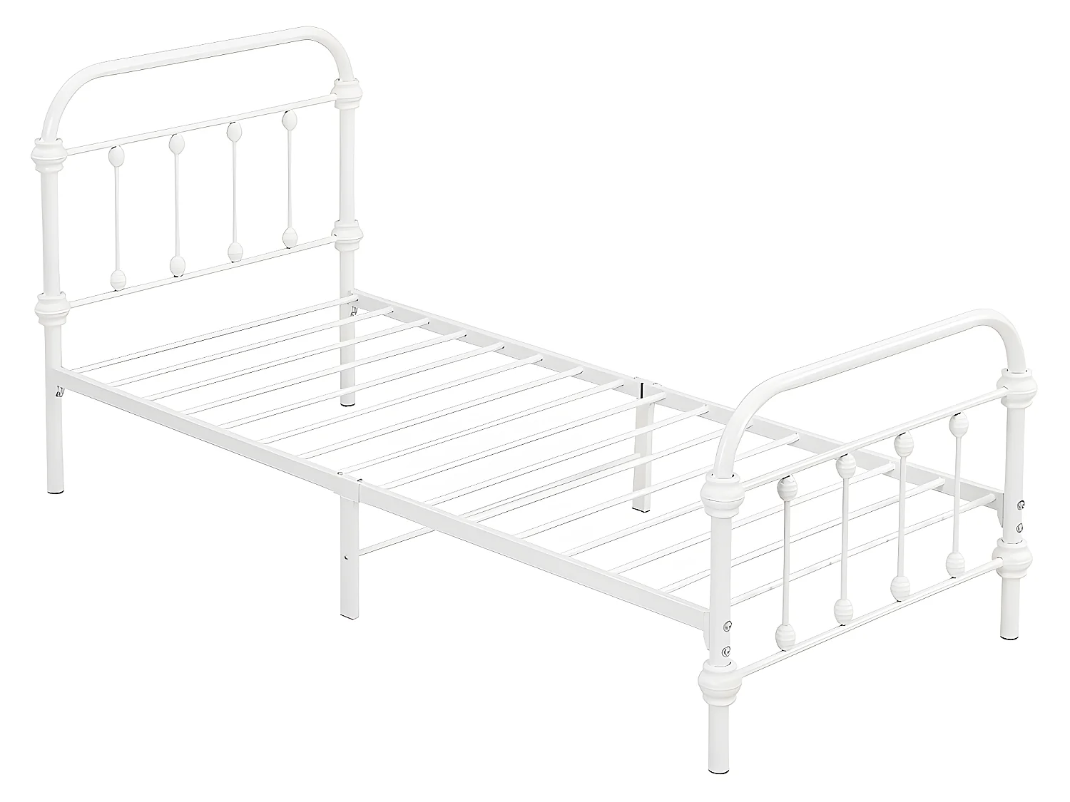 Cama de 90 x 200 cm em metal cor branco + Colchão - PADMA