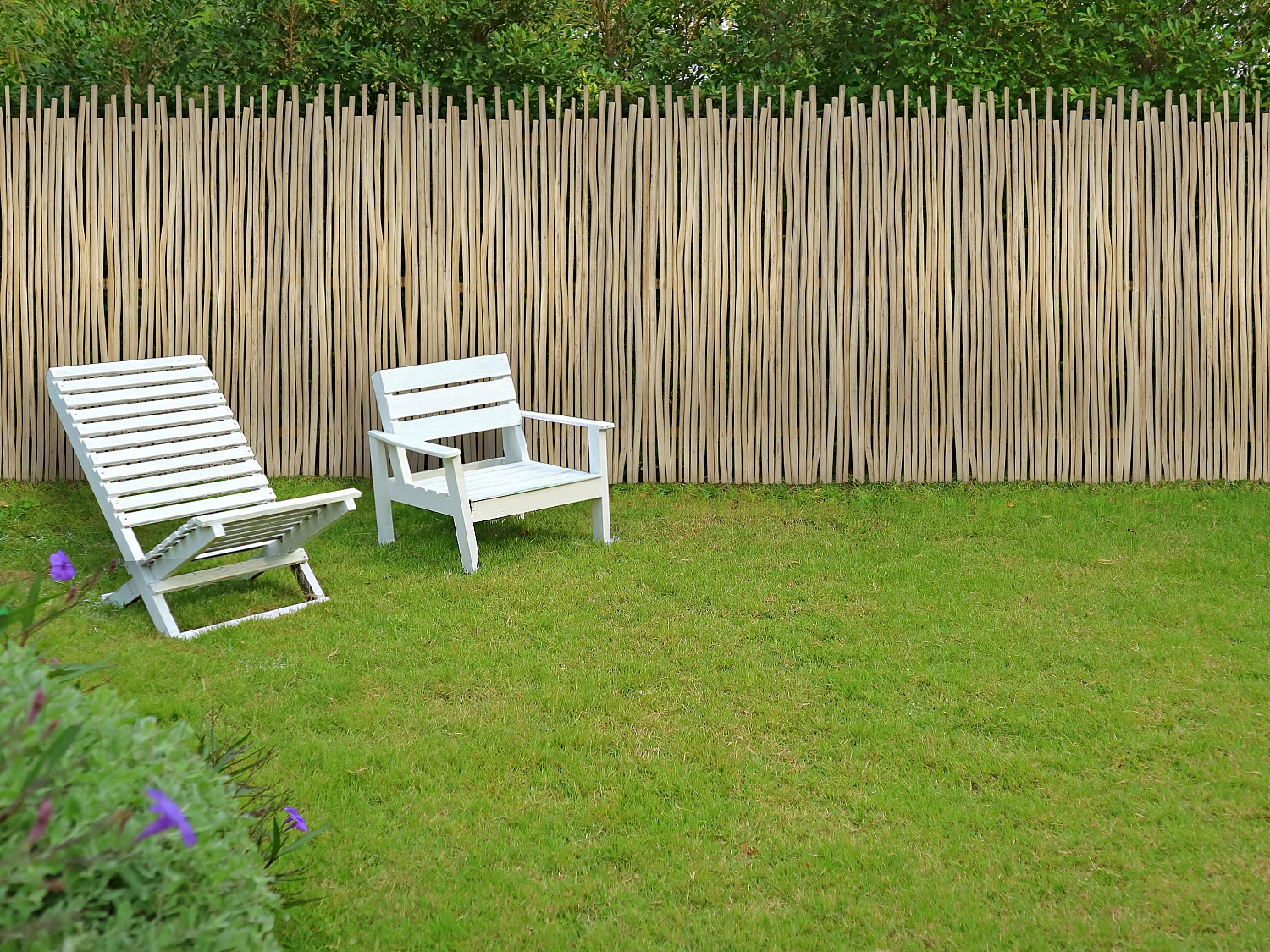 Clôture en bois de teck - L100 x H120 cm coloris naturel clair - EDANA