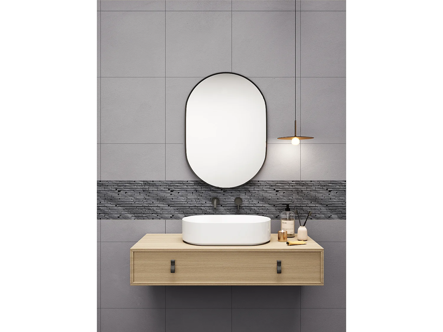 Mosaïque sol et mur en marbre gris anthracite - pack de 1m² (dalles de 35x30 cm) - MOYALI