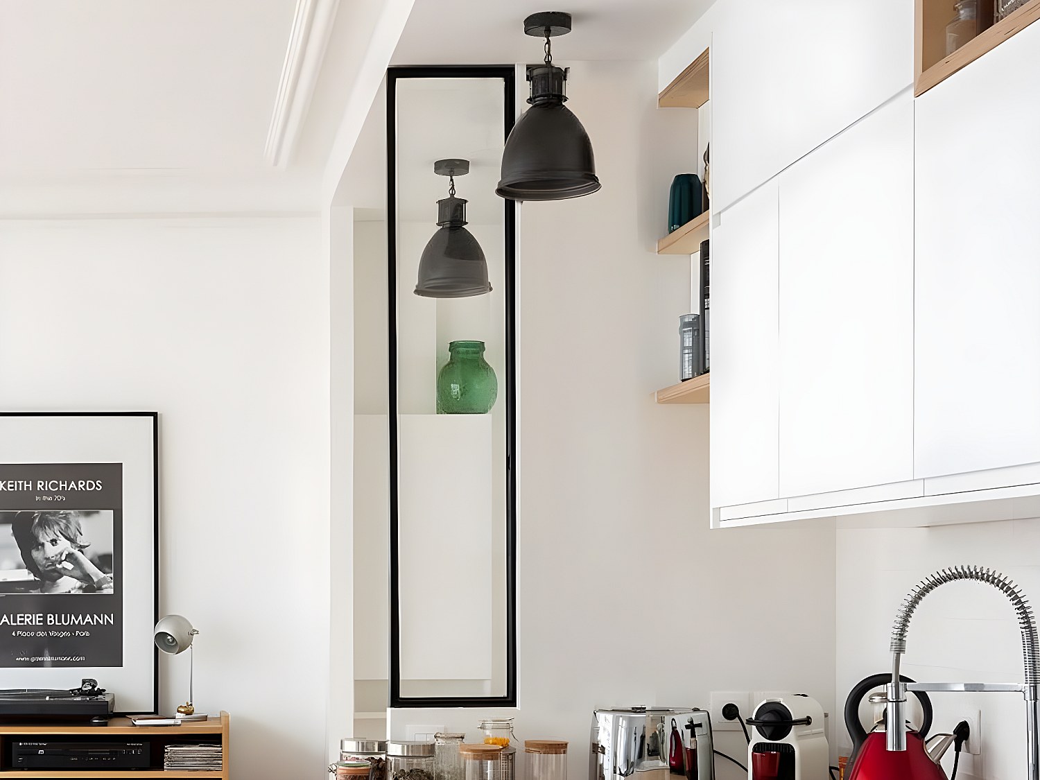 Vente-unique Atelier-Glaswand - 30 X 130 Cm - Thermolackiertes Aluminium - Schwarz - Bayview