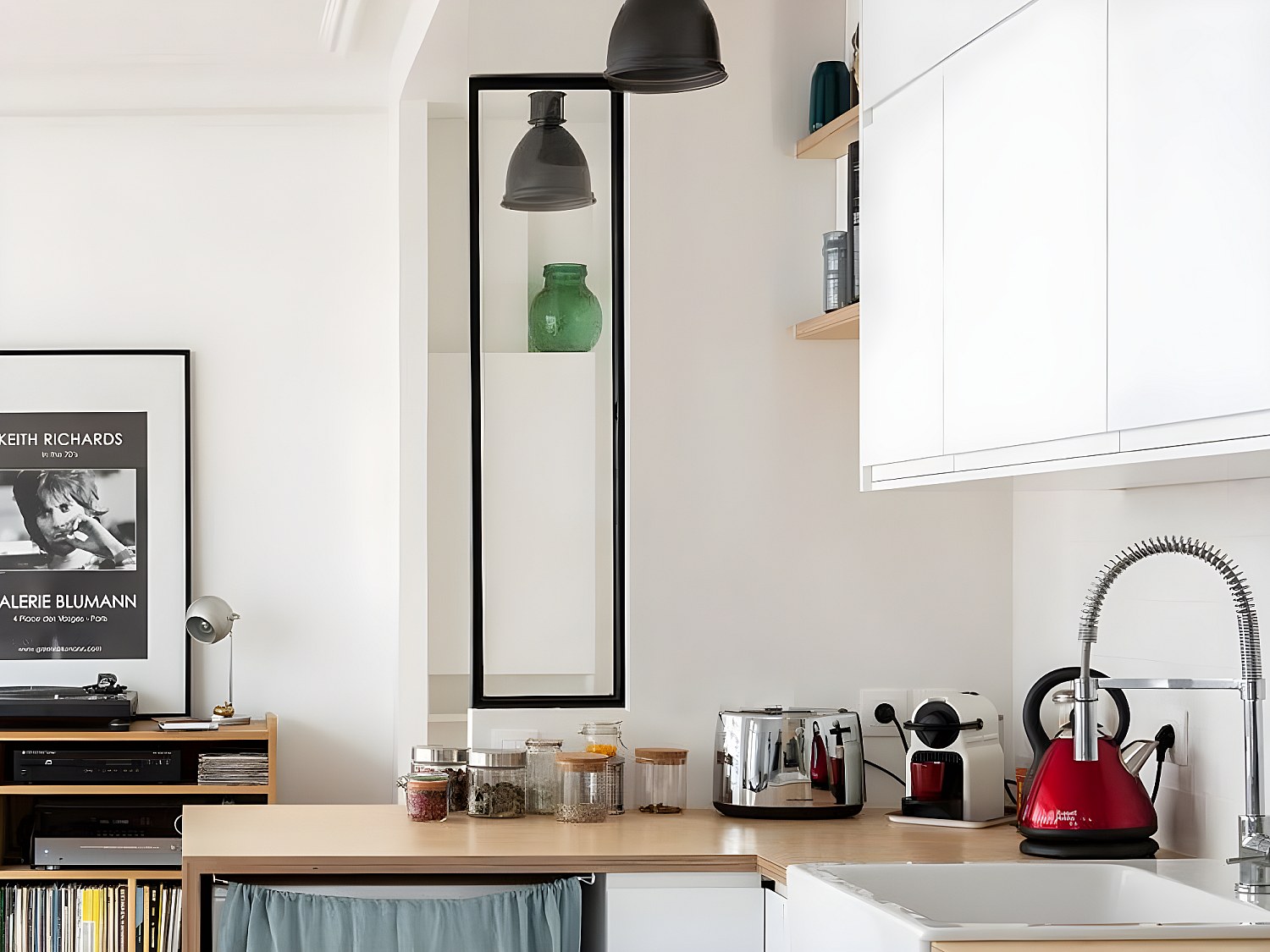 Vente-unique Atelier-Glaswand - 30 X 105 Cm - Thermolackiertes Aluminium - Schwarz - Bayview