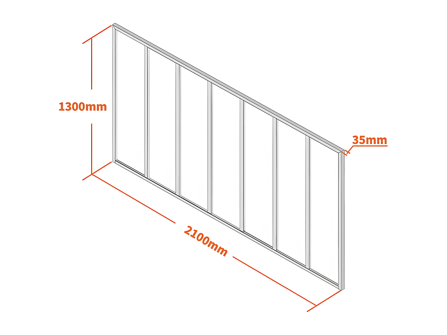 Cristalera tipo taller de aluminio termolacado - 210x130 cm - Negro - BAYVIEW