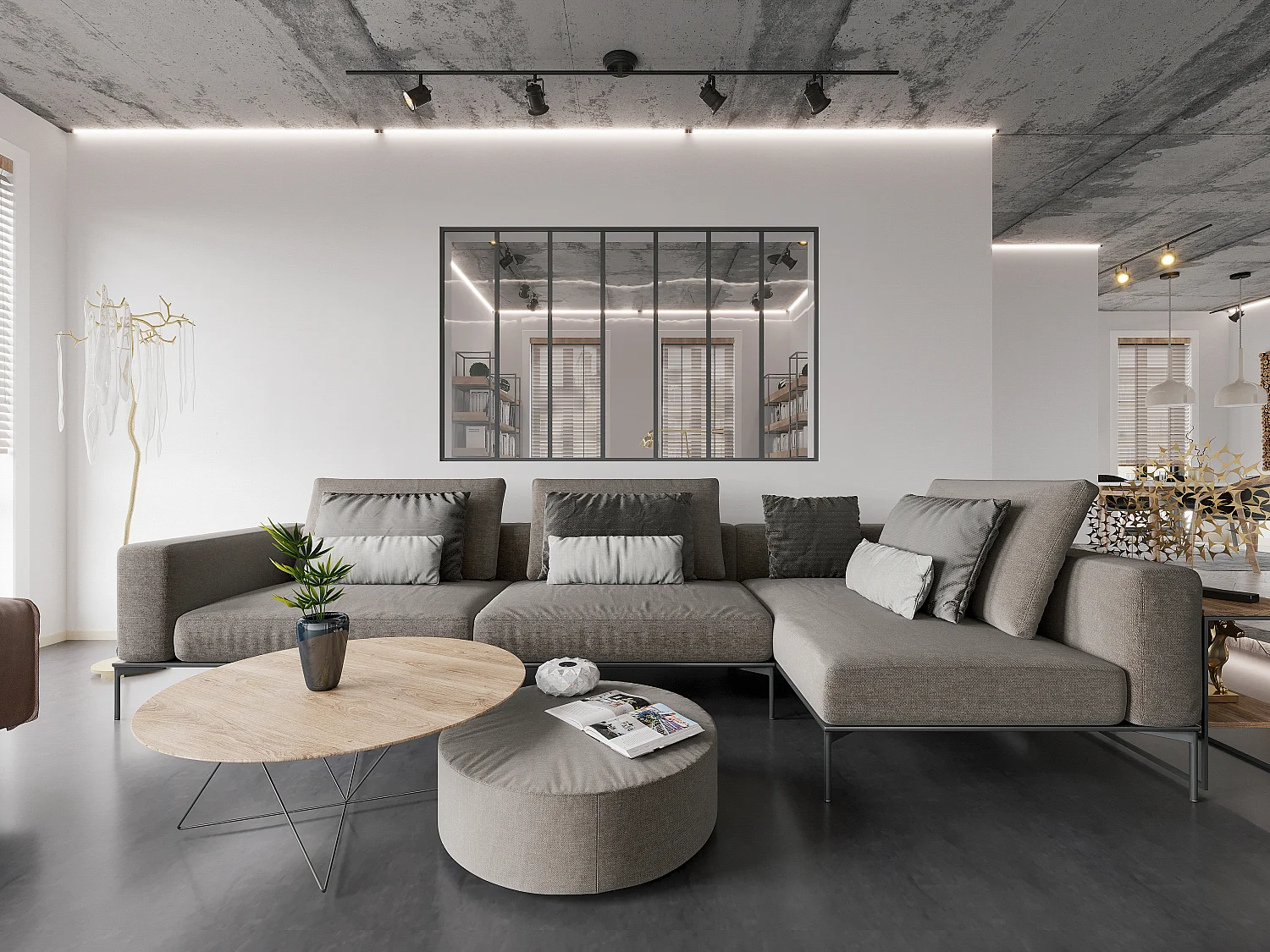 Vetrata atelier 210 x 130 cm in Alluminio termolaccato Nero - BAYVIEW