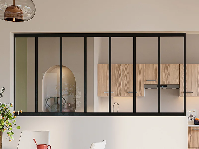 Verrière atelier en aluminium thermolaqué - 210x105 cm - Noir - BAYVIEW