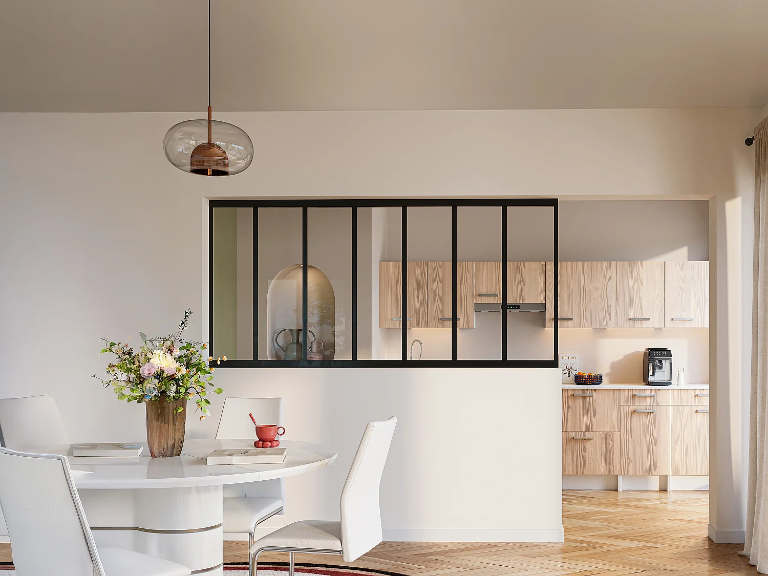 Glazen binnenraam van aluminium met poedercoating - 210 x 105 cm - Zwart - BAYVIEW