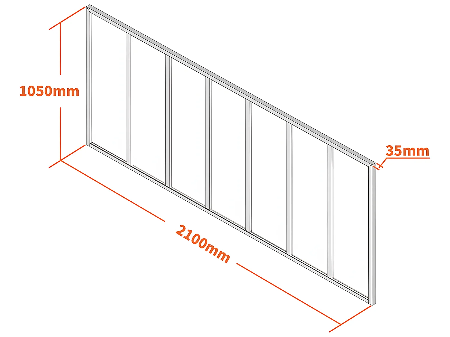 Vetrata atelier 210 x 105 cm in Alluminio termolaccato Nero - BAYVIEW