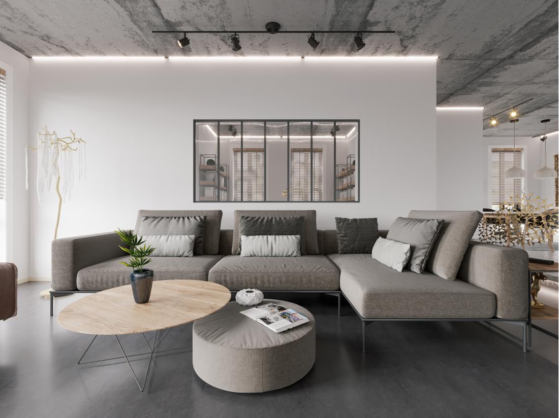 vente unique Verrière atelier en aluminium thermolaqué - 210x105 cm - Noir - BAYVIEW