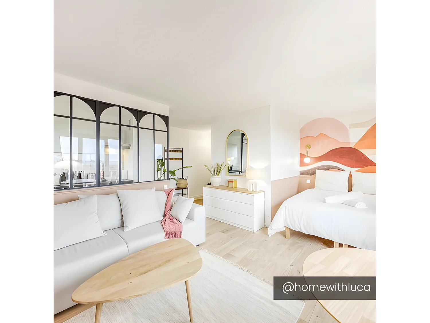 Glazen binnenraam in aluminium met poedercoating - 120 x 130 cm - Zwart - ARCADEA