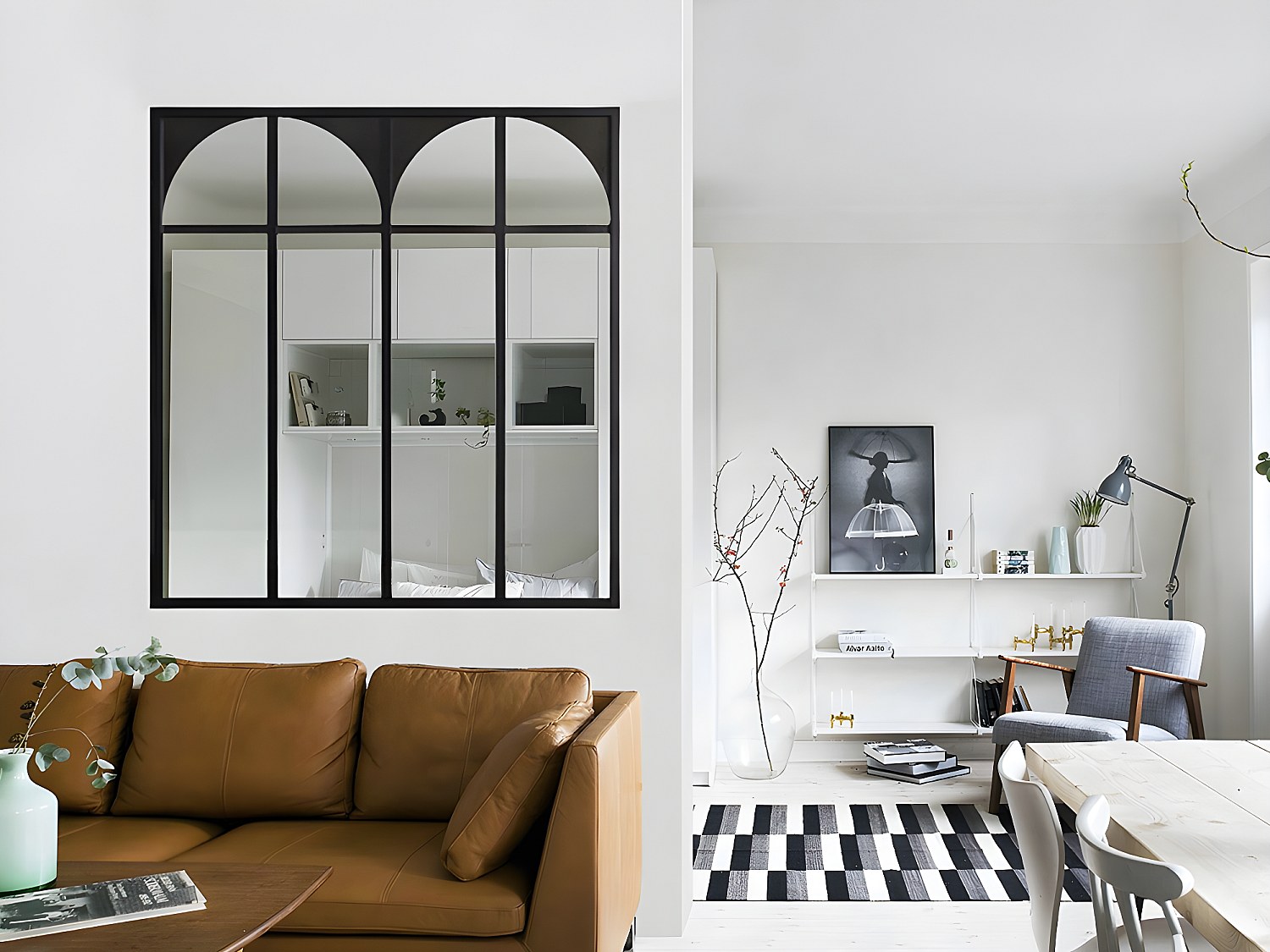 Vente-unique Atelier Glaswand Art Déco - 120 X 130 Cm - Thermolackiertes Aluminium - Schwarz - Arcadea