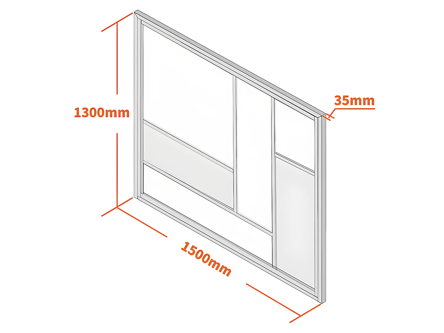 Verrière atelier en aluminium thermolaqué avec miroirs 150x130 cm - Noir - ELEXIA