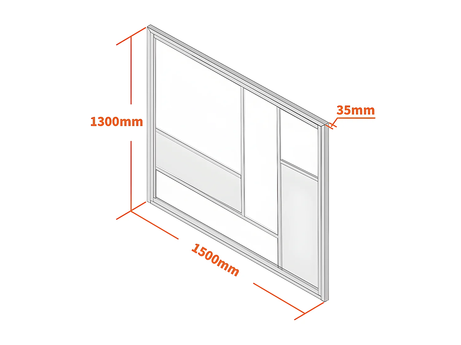 Cristalera tipo taller de aluminio termolacado con espejos 150x130 cm - Negro - ELEXIA