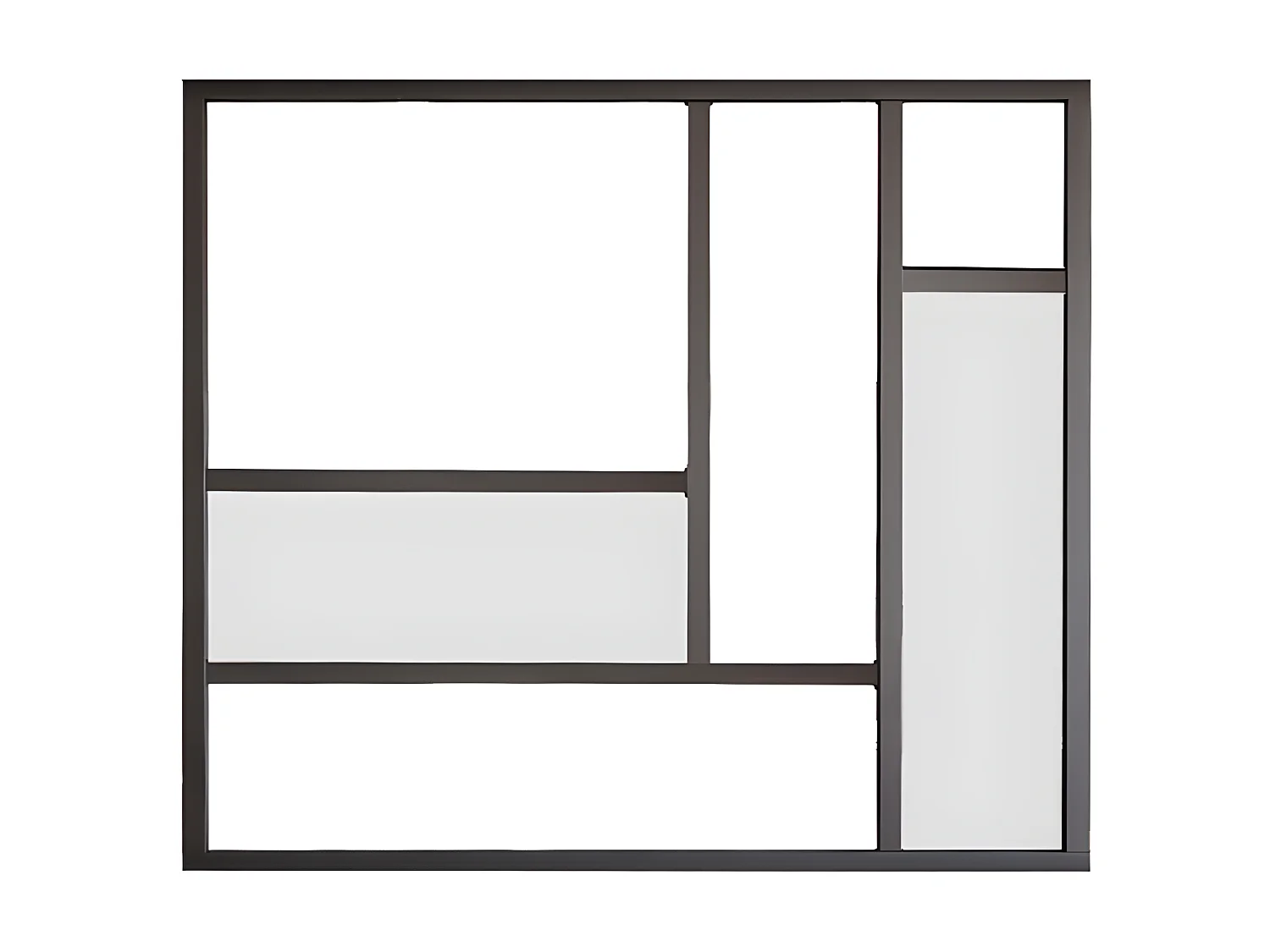 Glazen binnenraam in aluminium met poedercoating - Met spiegels - 150 x 130 cm - Zwart - ELEXIA