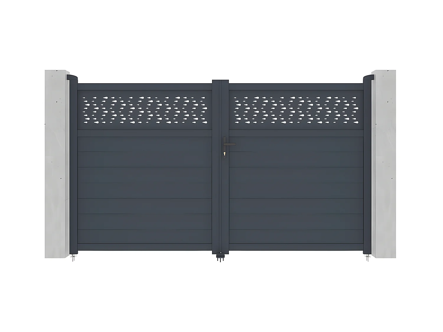 Portón aluminio Ancho 305 x Alt. 181 cm antracita BAZIO