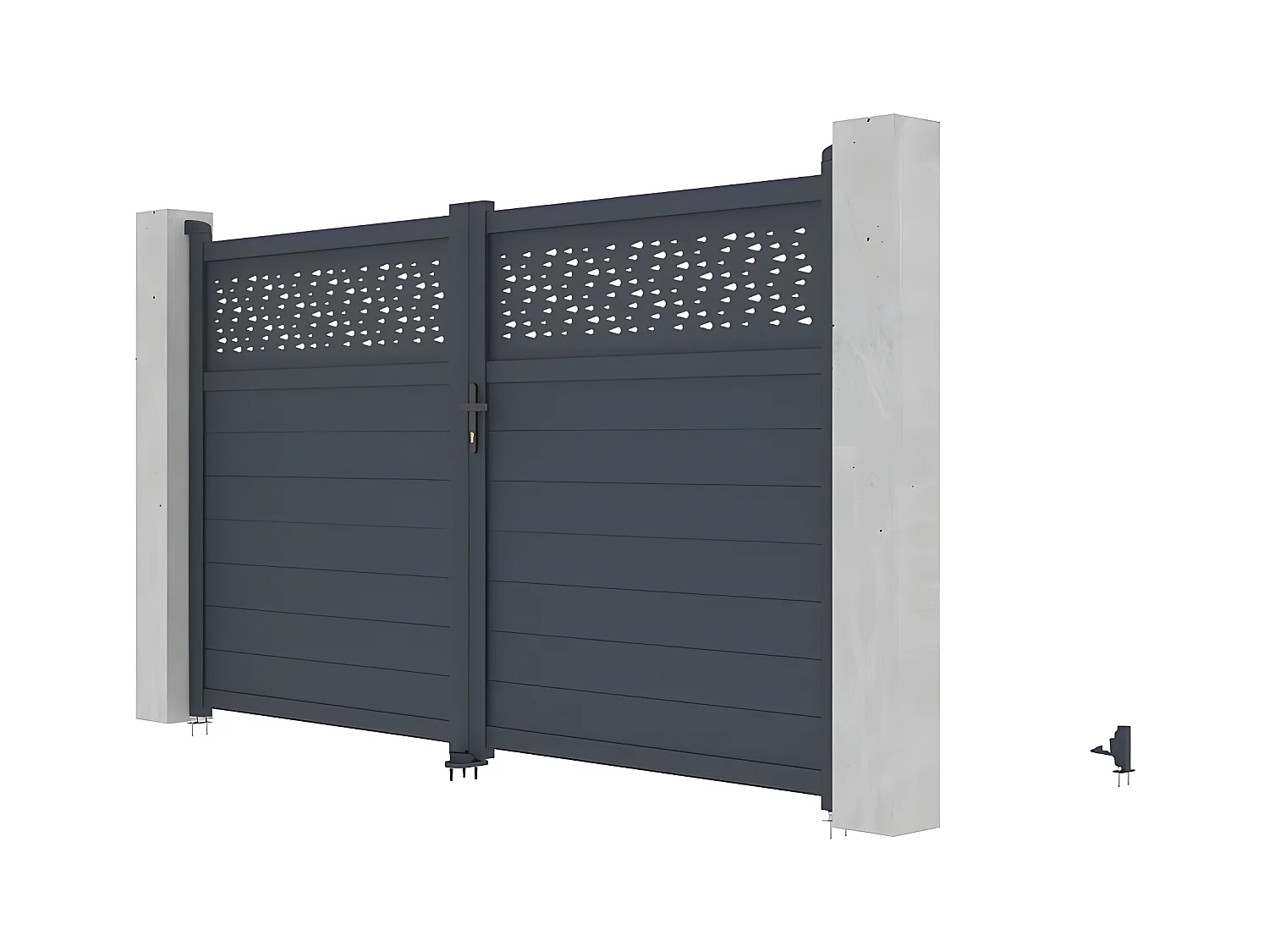 Portón aluminio Ancho 305 x Alt. 181 cm antracita BAZIO