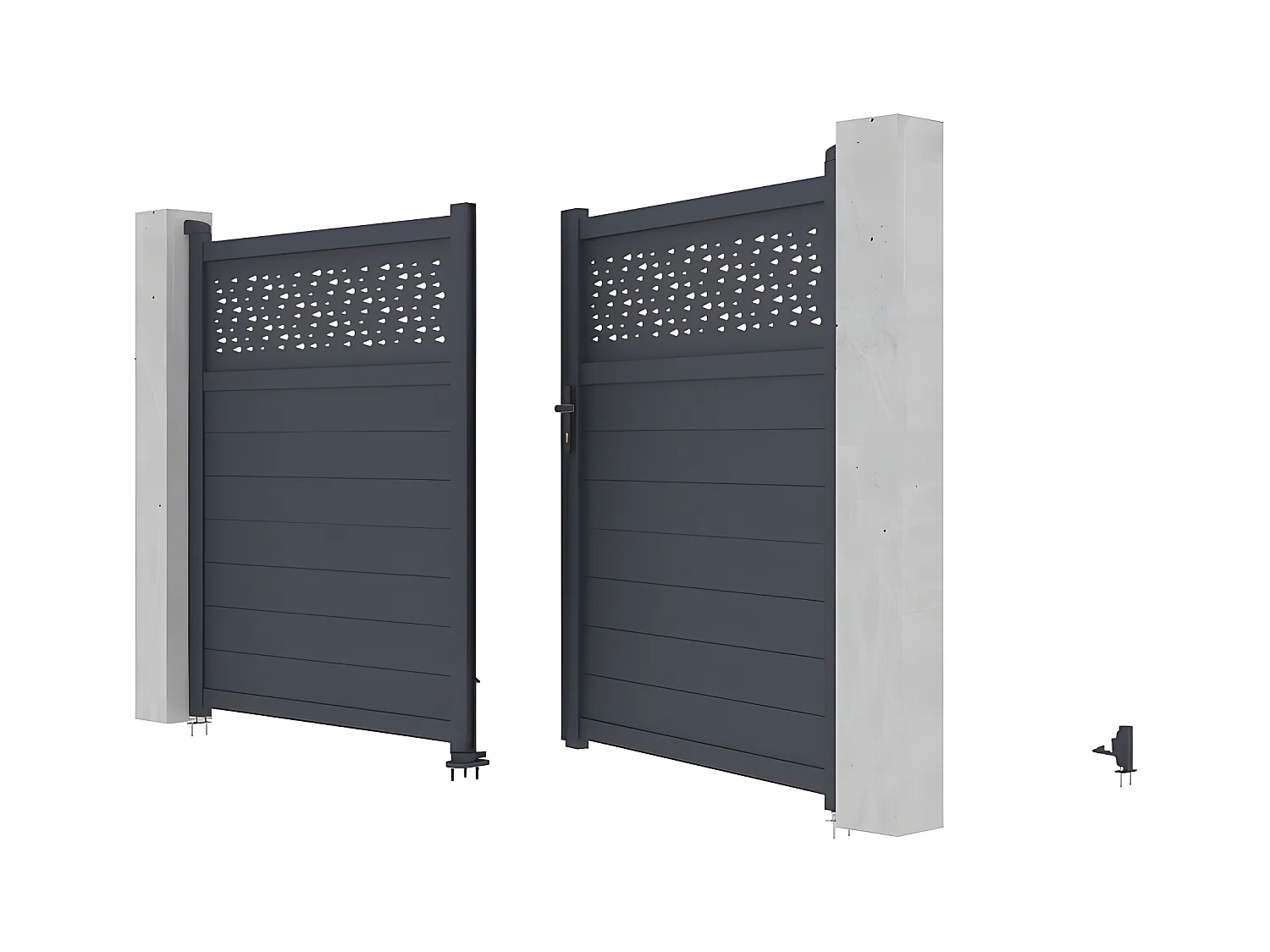 Portón aluminio Ancho 305 x Alt. 181 cm antracita BAZIO