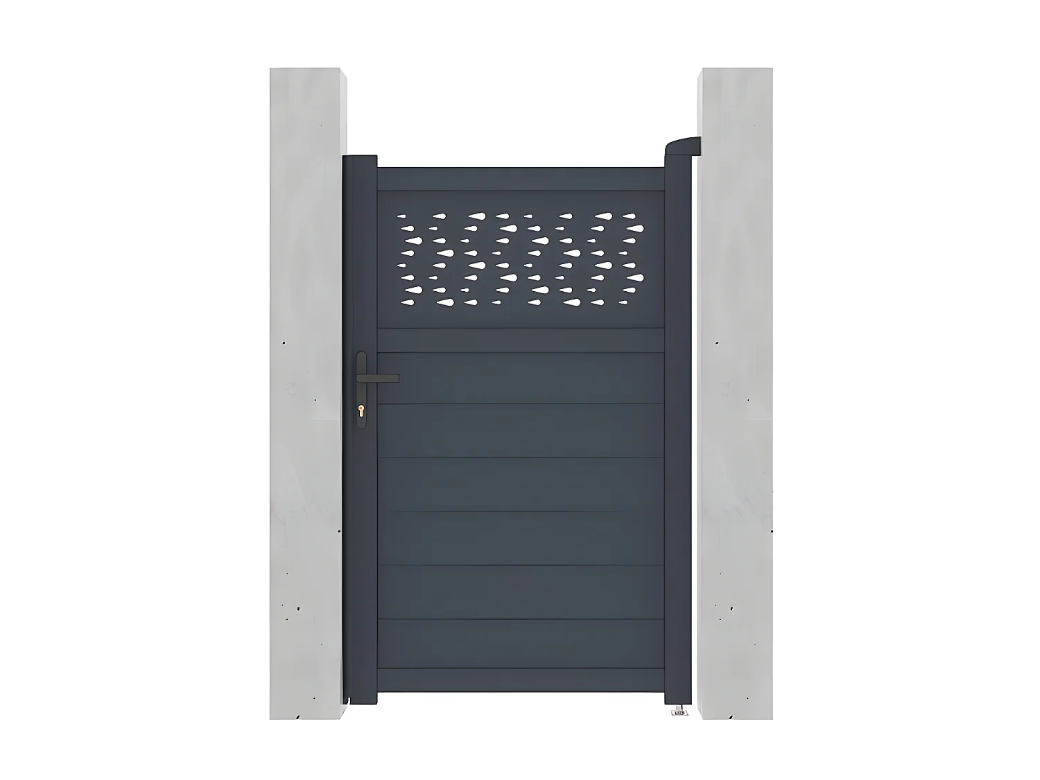 Porta de batente em alumínio semiperfurado com motivos de C103 x A166 cm cor antracite - BAZIO