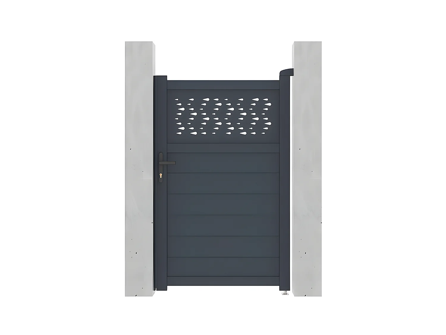 Gartentor Flügeltor - 103 x 166 cm - Aluminium - Halbvoll mit Muster - Anthrazit - BAZIO