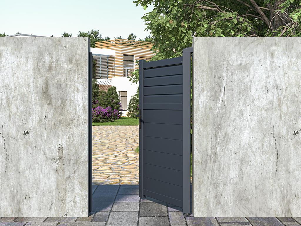 Portillon battant aluminium persienné L103 x H166 cm anthracite - VIAZO
