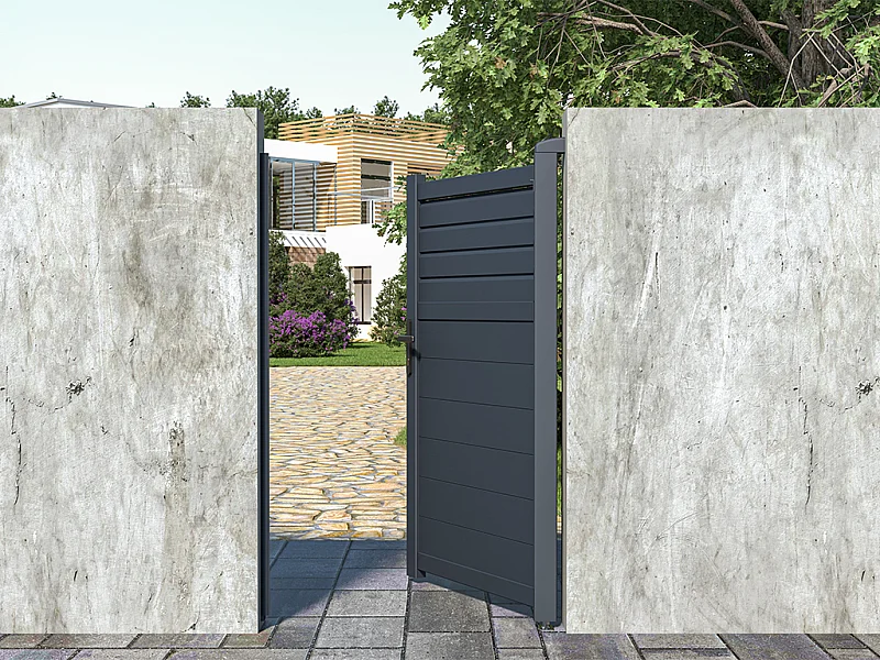 Gartentor Flügeltor - 103 x 166 cm - Aluminium - Anthrazit - VIAZO