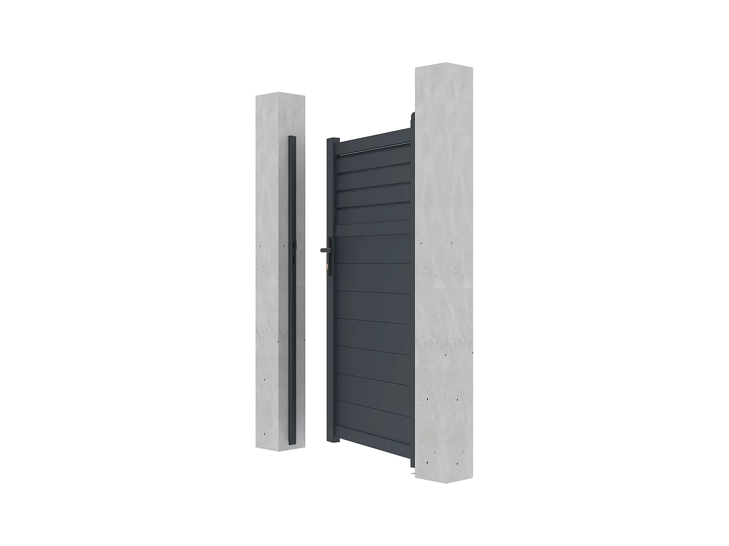 Draaipoort van aluminium - L. 103 x H. 181 cm - Antraciet - VIAZO