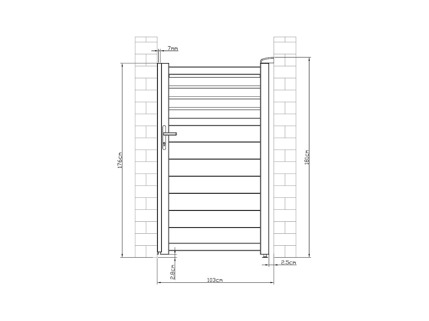 Draaipoort van aluminium - L. 103 x H. 181 cm - Antraciet - VIAZO