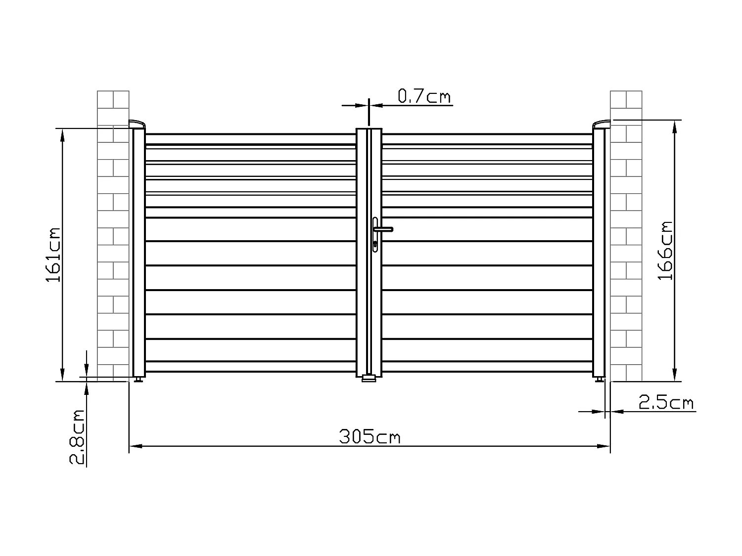 Portail battant aluminium persienné L305 x H166 cm anthracite - VIAZO