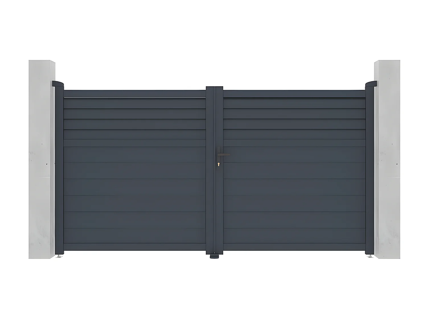 Portail battant aluminium persienné L305 x H166 cm anthracite - VIAZO