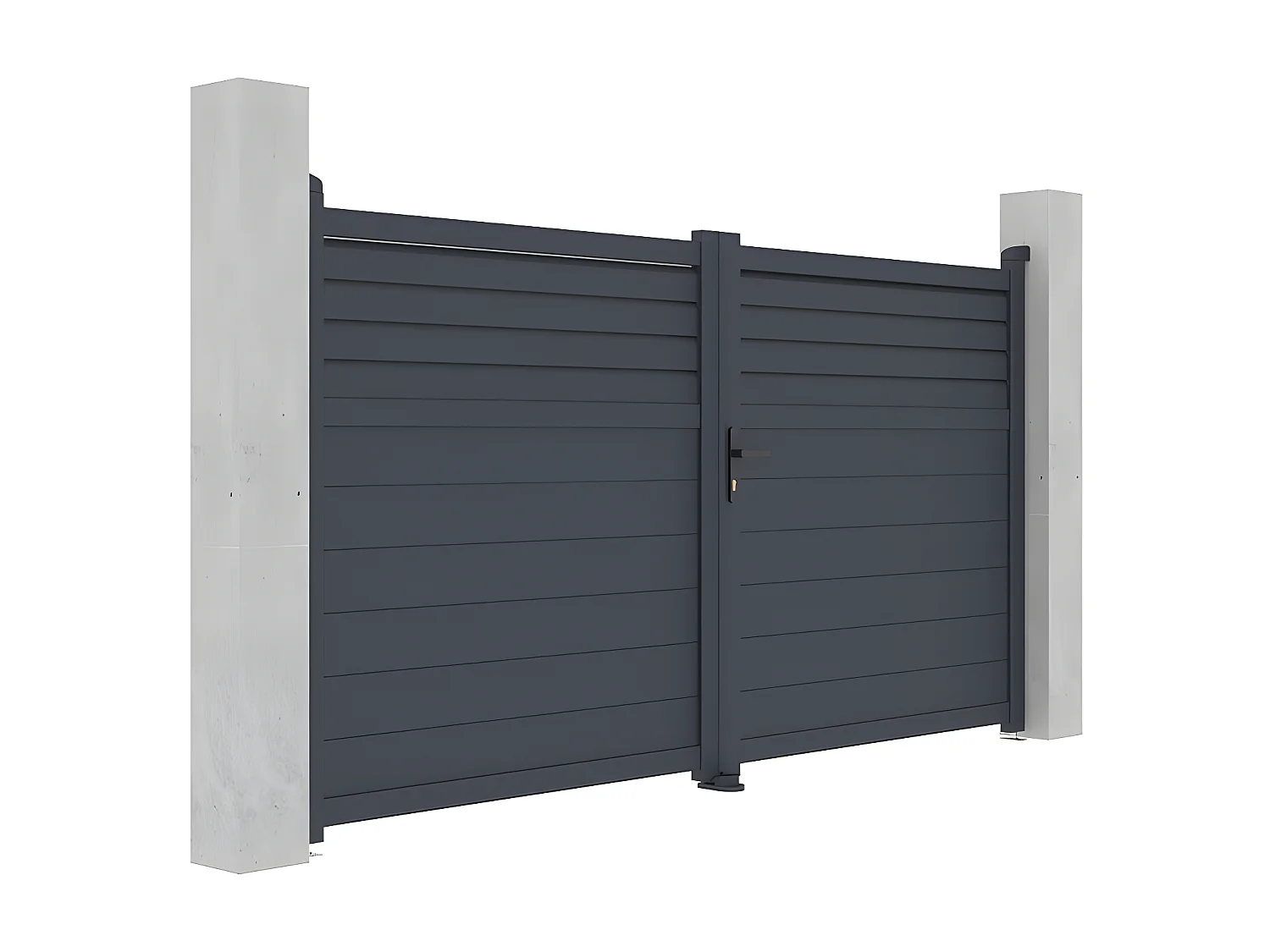 Portail battant aluminium persienné L305 x H166 cm anthracite - VIAZO