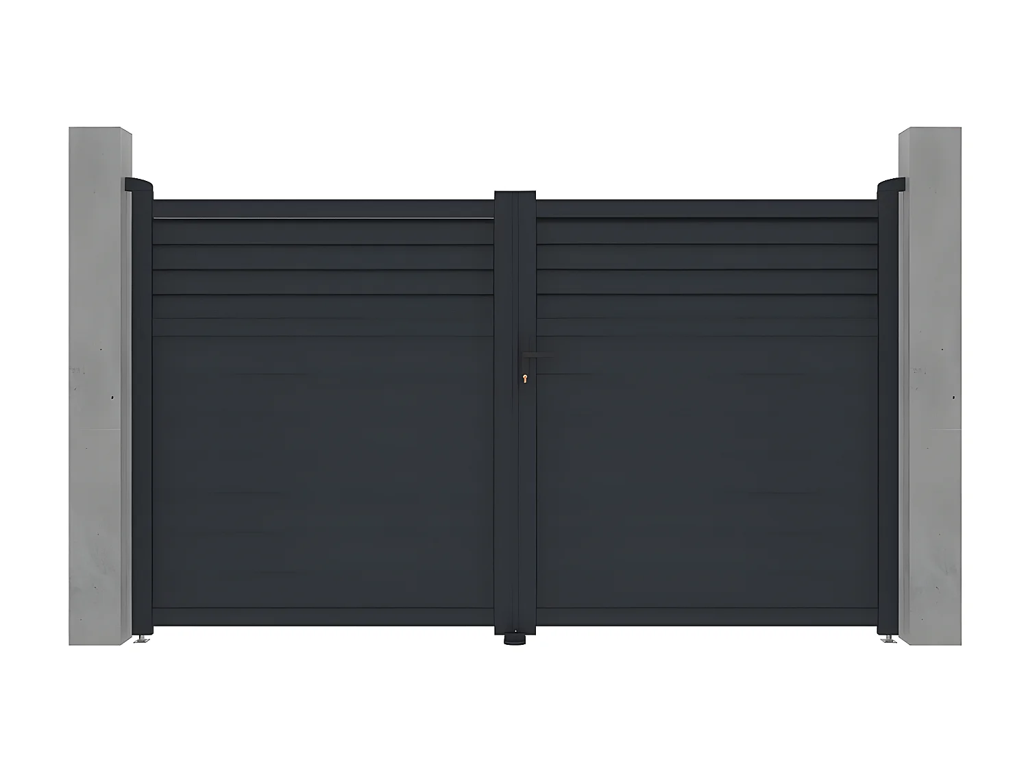 Portão de batente em alumínio estilo persiana de C305 x A181 cm cor antracite - VIAZO