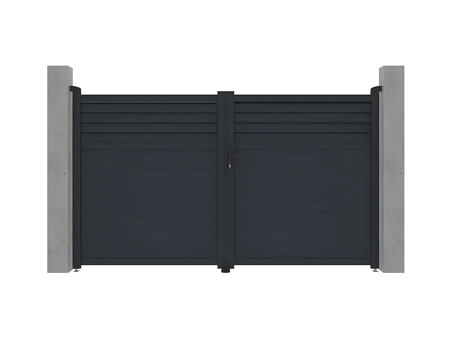 Portail battant aluminium persienné L305 x H181 cm anthracite - VIAZO