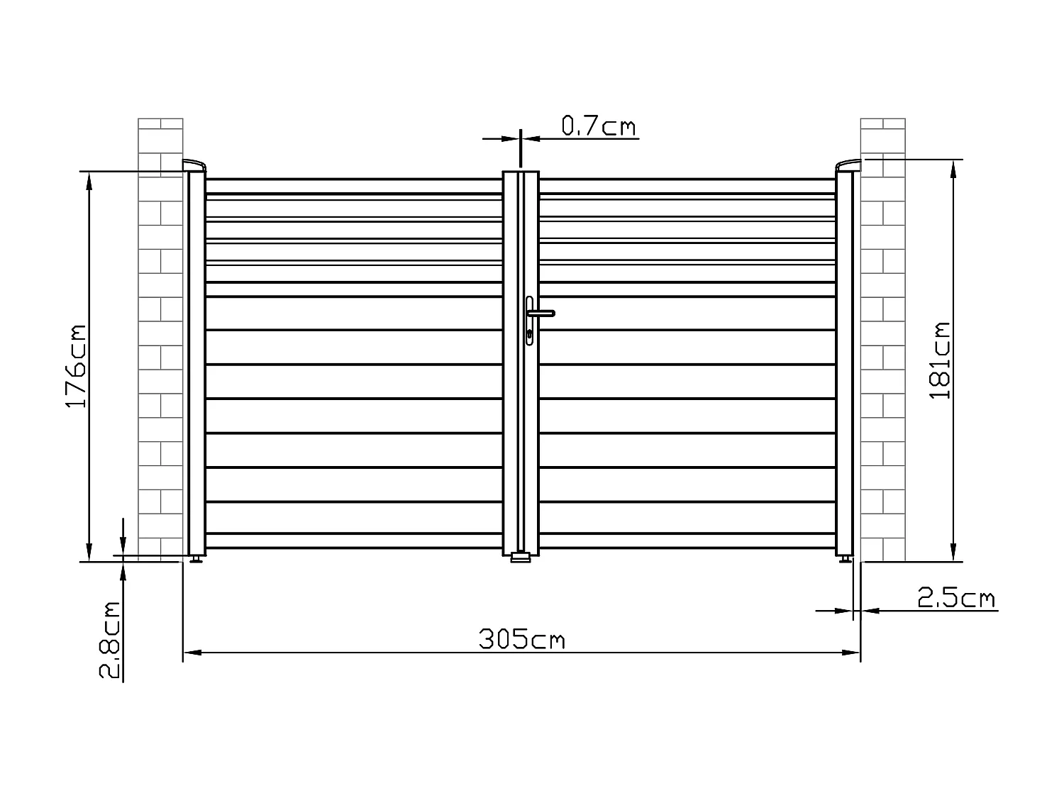 Portail battant aluminium persienné L305 x H181 cm anthracite - VIAZO