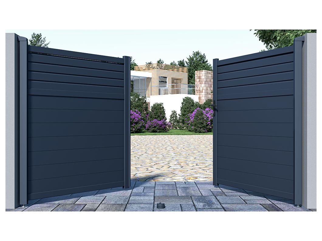 Portón aluminio persiana Ancho 305 x Alt. 181 cm antracita VIAZO