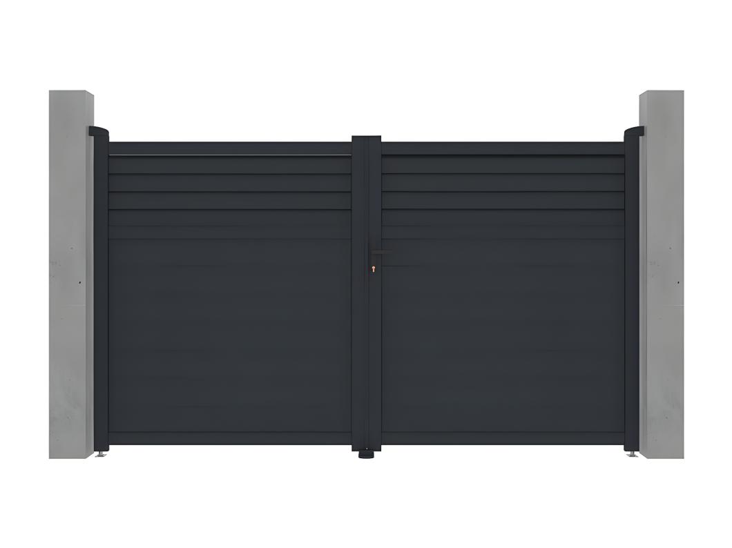 Draaipoort van aluminium - L. 305 x H. 181 cm - Antraciet - VIAZO