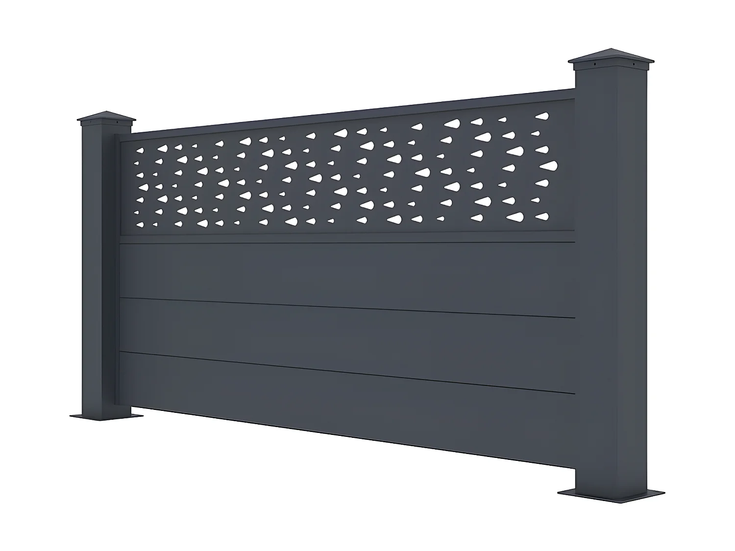 Recinzione da terra H.89 cm L.189 cm in Alluminio con motivi Antracite - BAZIO