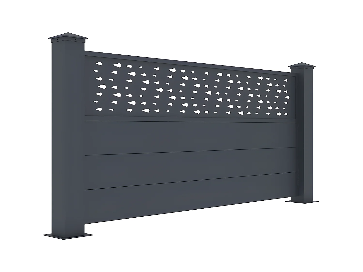 Schutting van aluminium met motieven - H.89 cm x B.189 cm - Antraciet - BAZIO