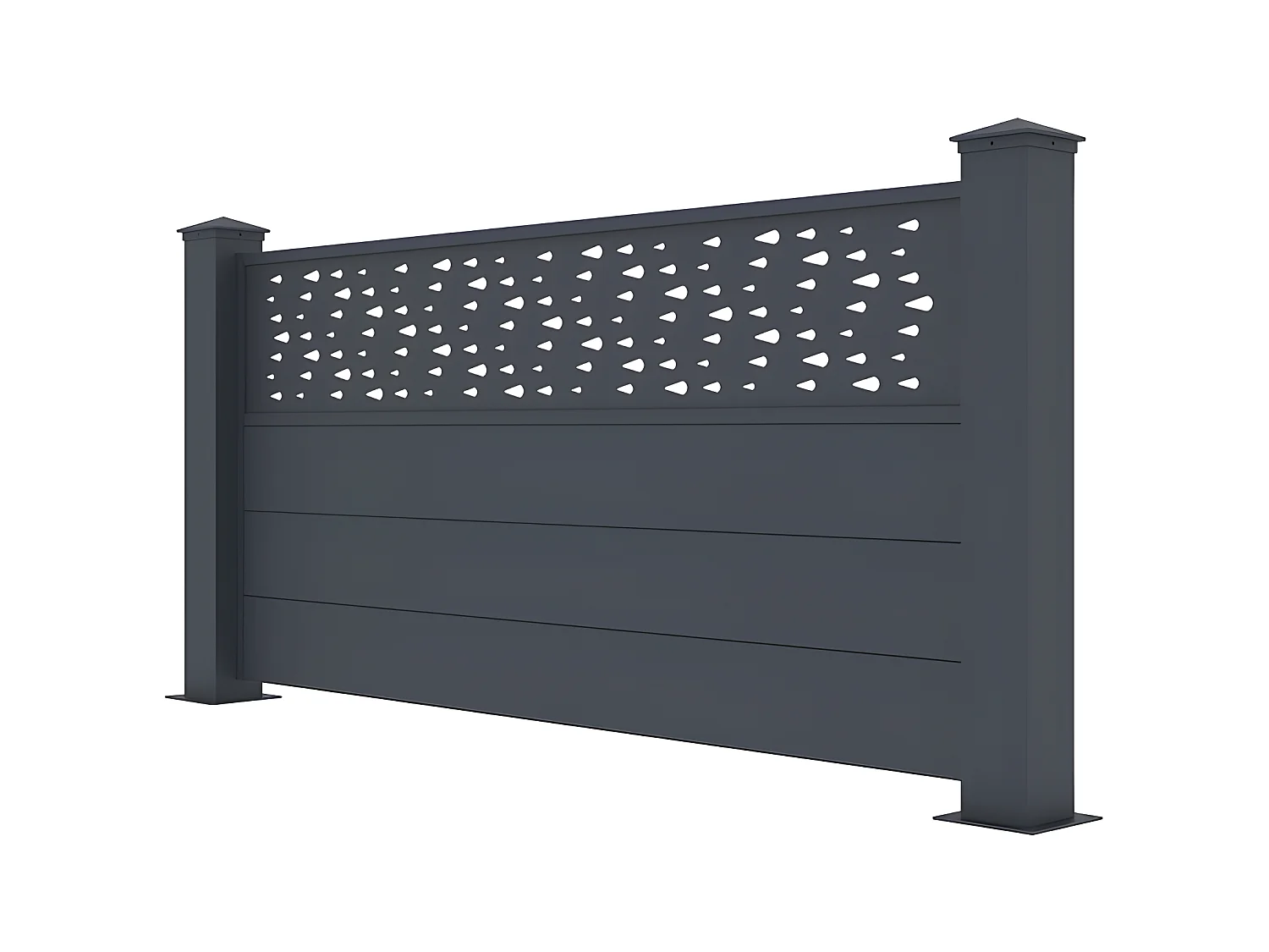 Schutting van aluminium met motieven - H.89 cm x B.189 cm - Antraciet - BAZIO