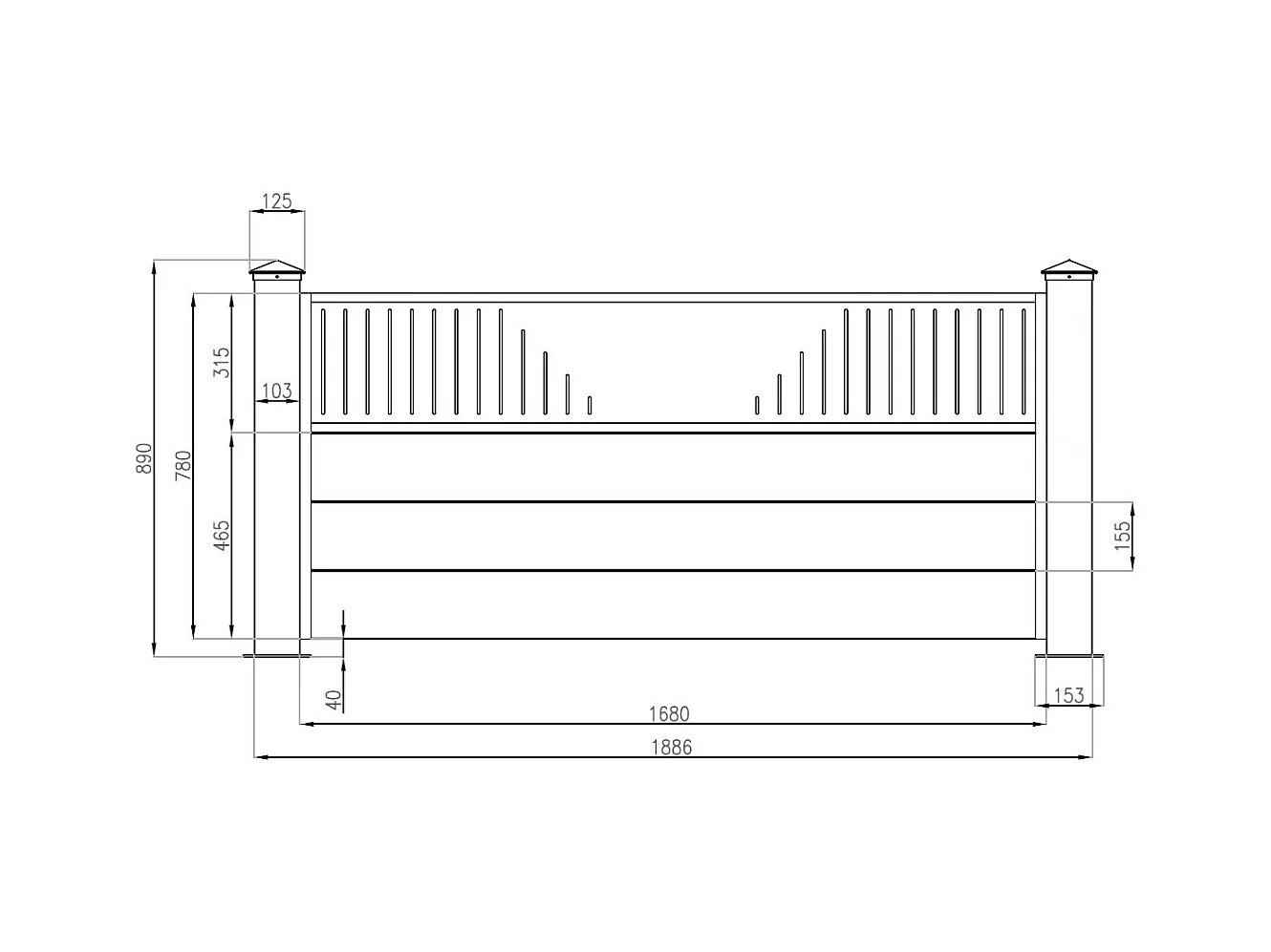 Schutting van aluminium met motieven - H.89 cm x B.189 cm - Antraciet - BAZIO