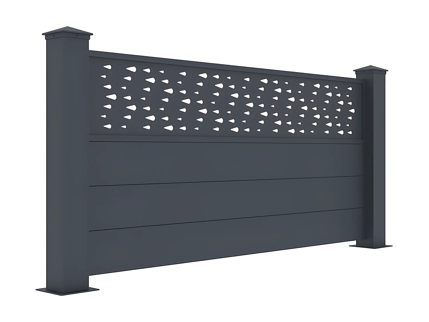 Clôture à poser H89 x L188.6 cm en aluminium anthracite  à motifs - BAZIO