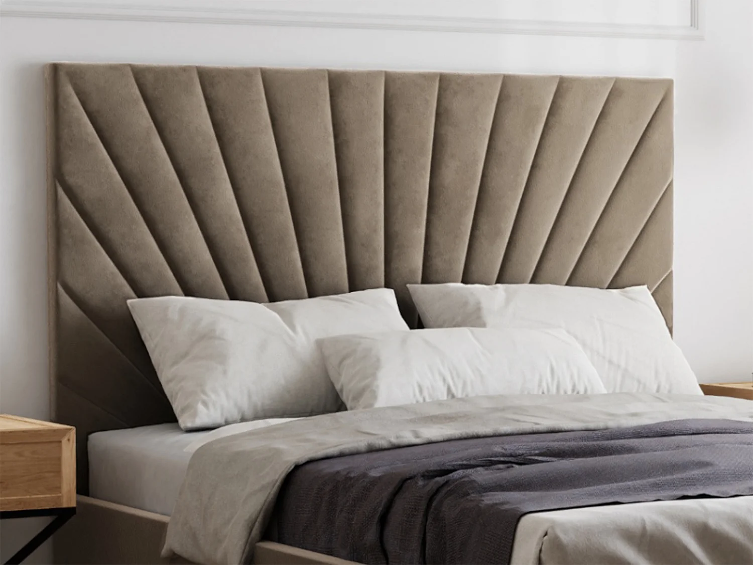 Cama com espaço de arrumação 140 x 190 cm veludo taupe RILIODA de Pascal Morabito