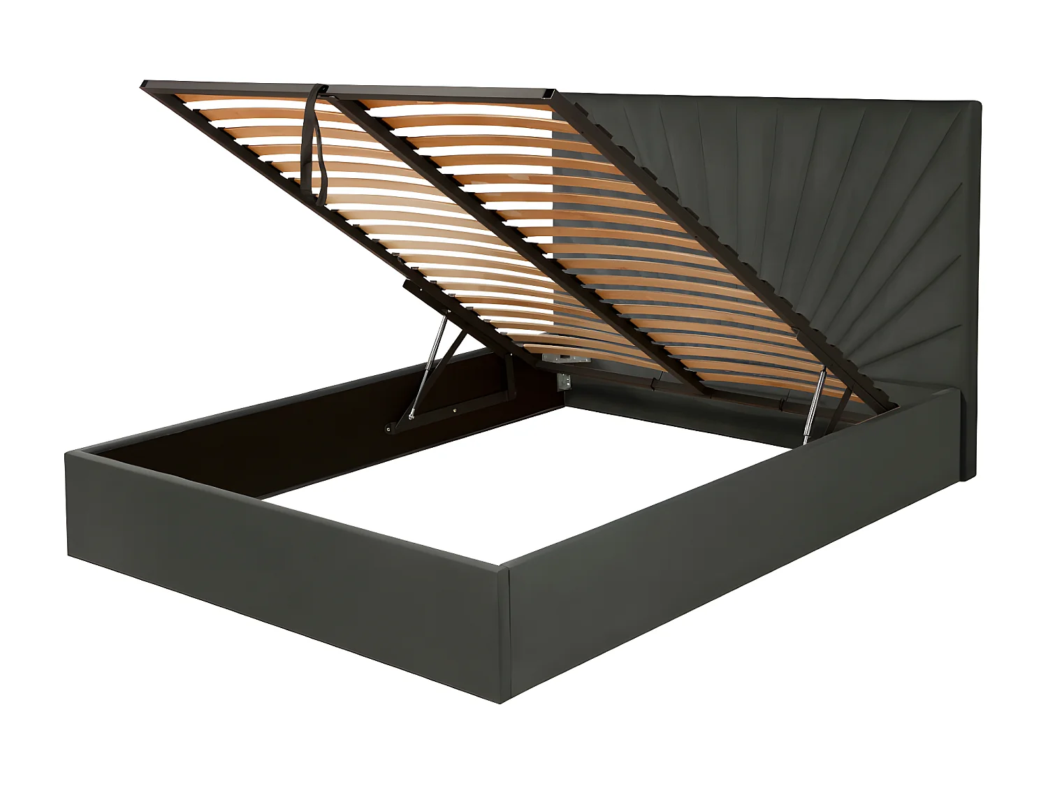 Lit coffre 140 x 190 cm - Velours - Gris anthracite - RILIODA de Pascal Morabito